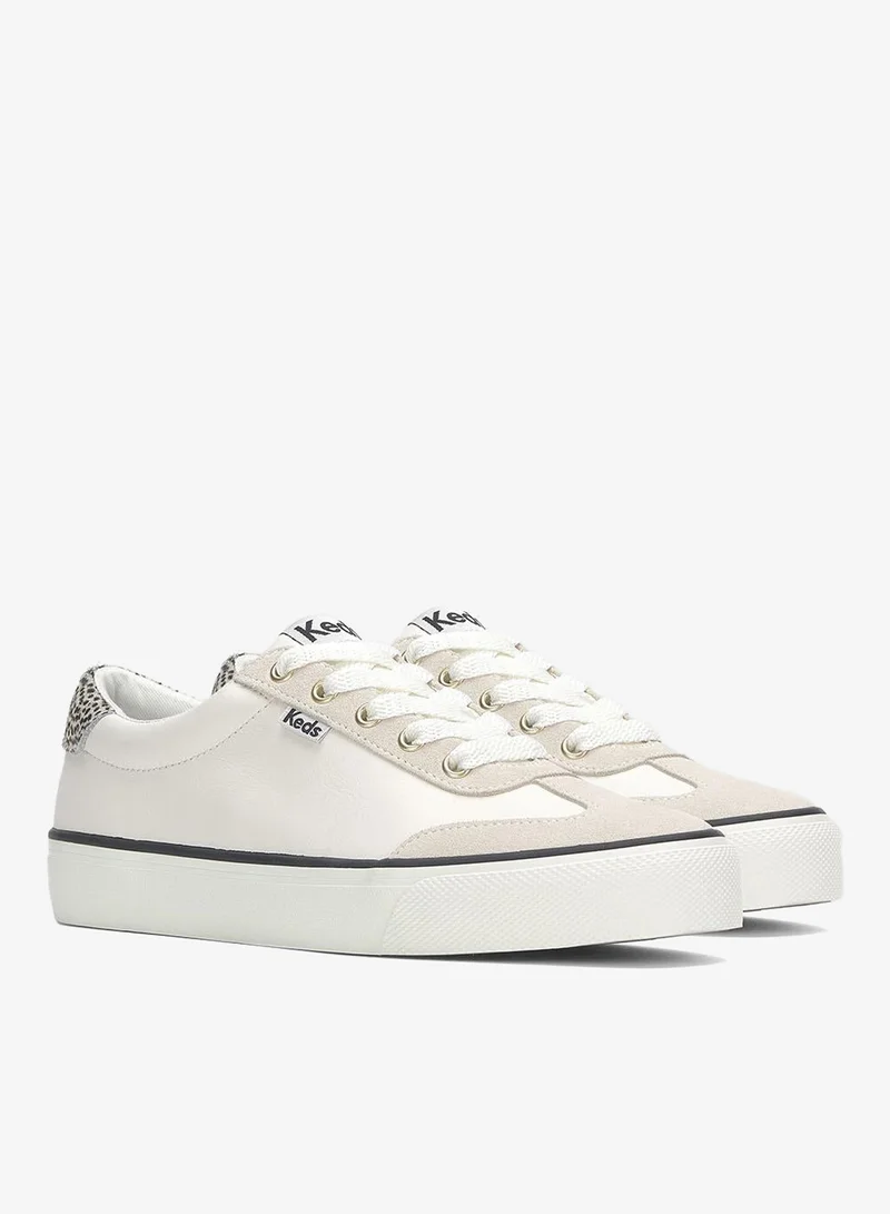 Keds Snow White/Cream Blk Keds Women's Keds Women's Jump Kick T-Toe Lace Up Leather Casual Sneaker Cream for Women | Best Price UAE
